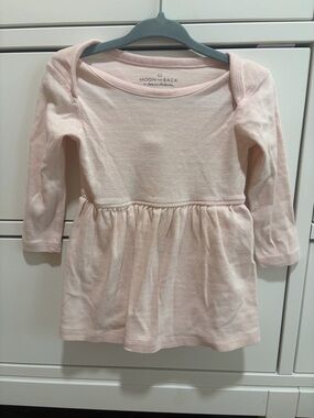 Moon & Back by Hanna Andersson Pale Pink Long Sleeve Stripe Dress 12-18m